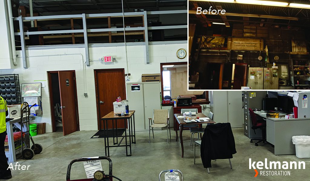 before and after of industrial office project
