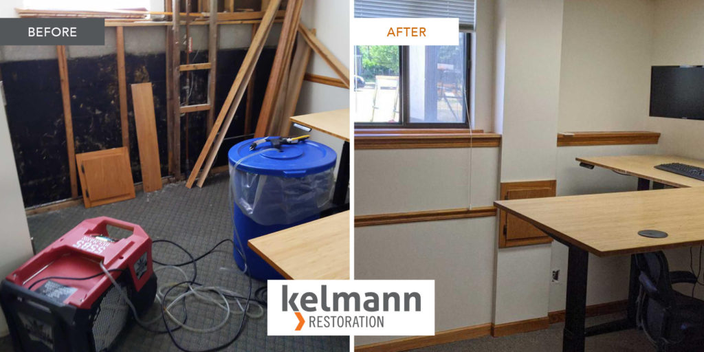 before & after water damage restoration process brookfield