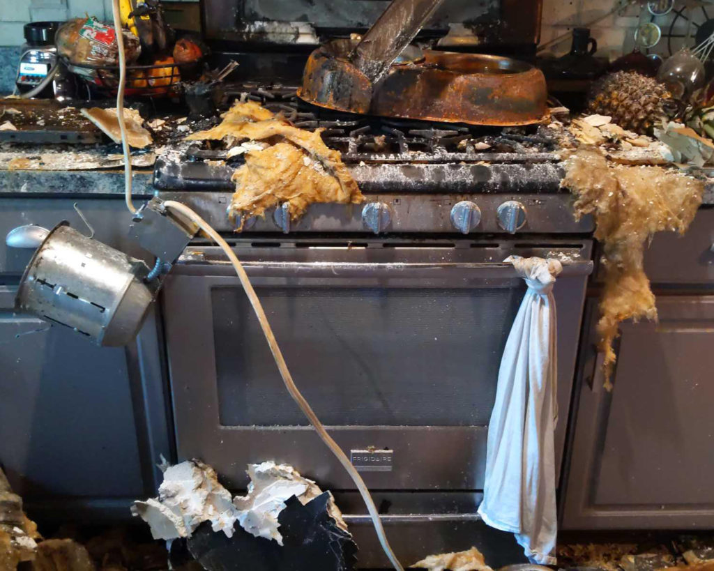 Oven and stovetop damage from house fire