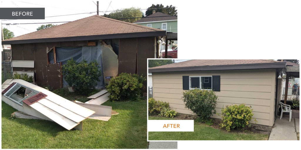 Before and After Image of Milwaukee garage restoration