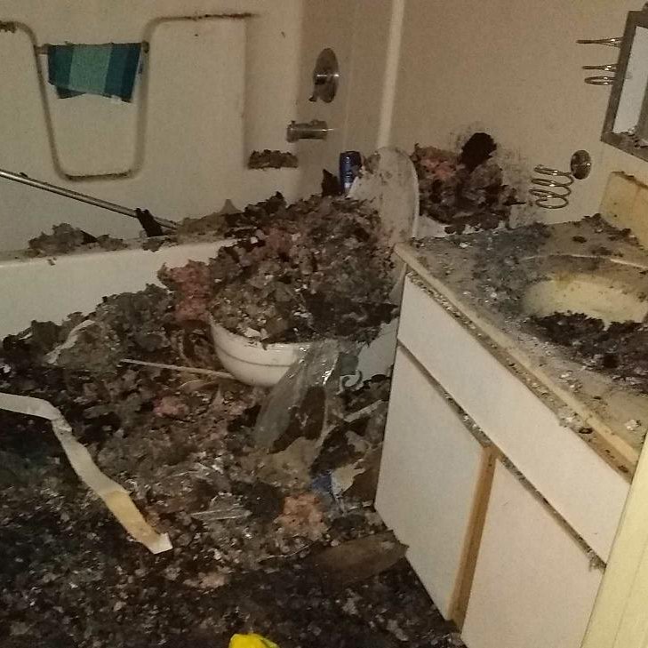 Bathroom water damage before restoration services in Wauwatosa, WI